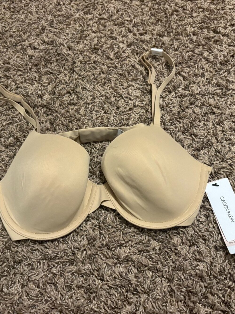 Calvin Klein Full Coverage Lightly Lined Bra 34C Tan NWT Hook and Eye Closure